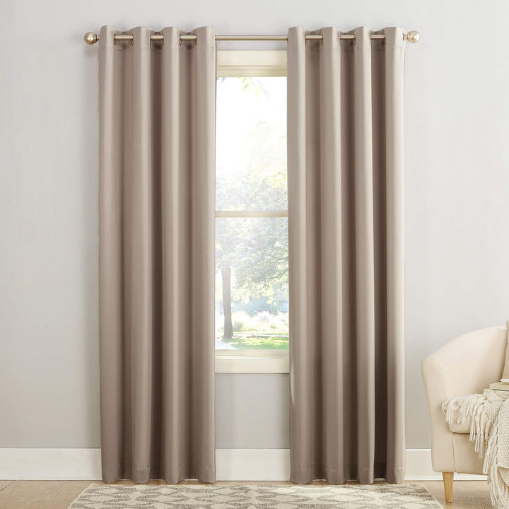 Sun Zero Barrow Energy Efficient Grommet Curtain Single Panel 54 x 95 - Stone