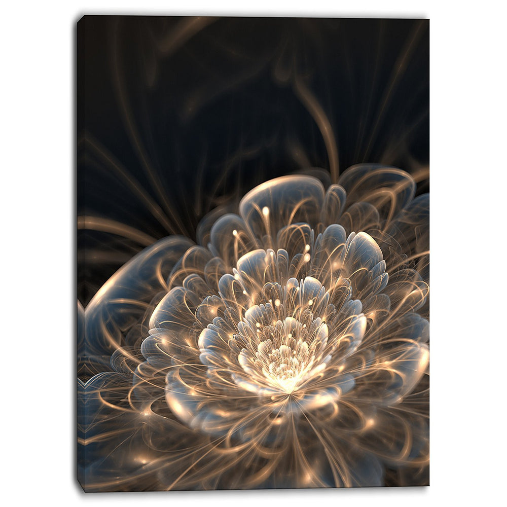 Designart Fractal Flower with Golden Rays-Floral Canvas Art Print-3040 30 in 30 in. wide x 40 in. high