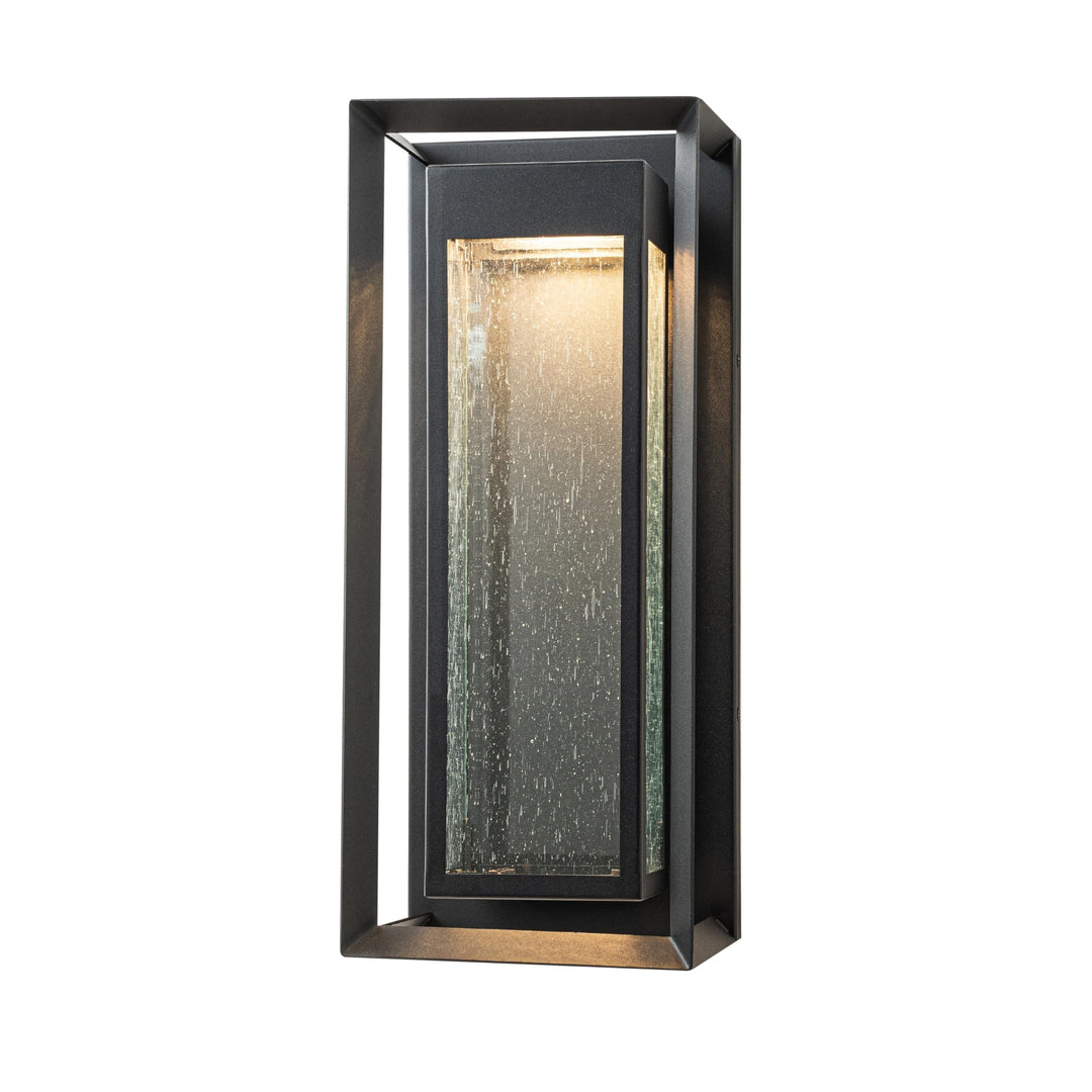 18" Outdoor Led Wall Sconce with Seeded Glass Black Modern Contemporary Led