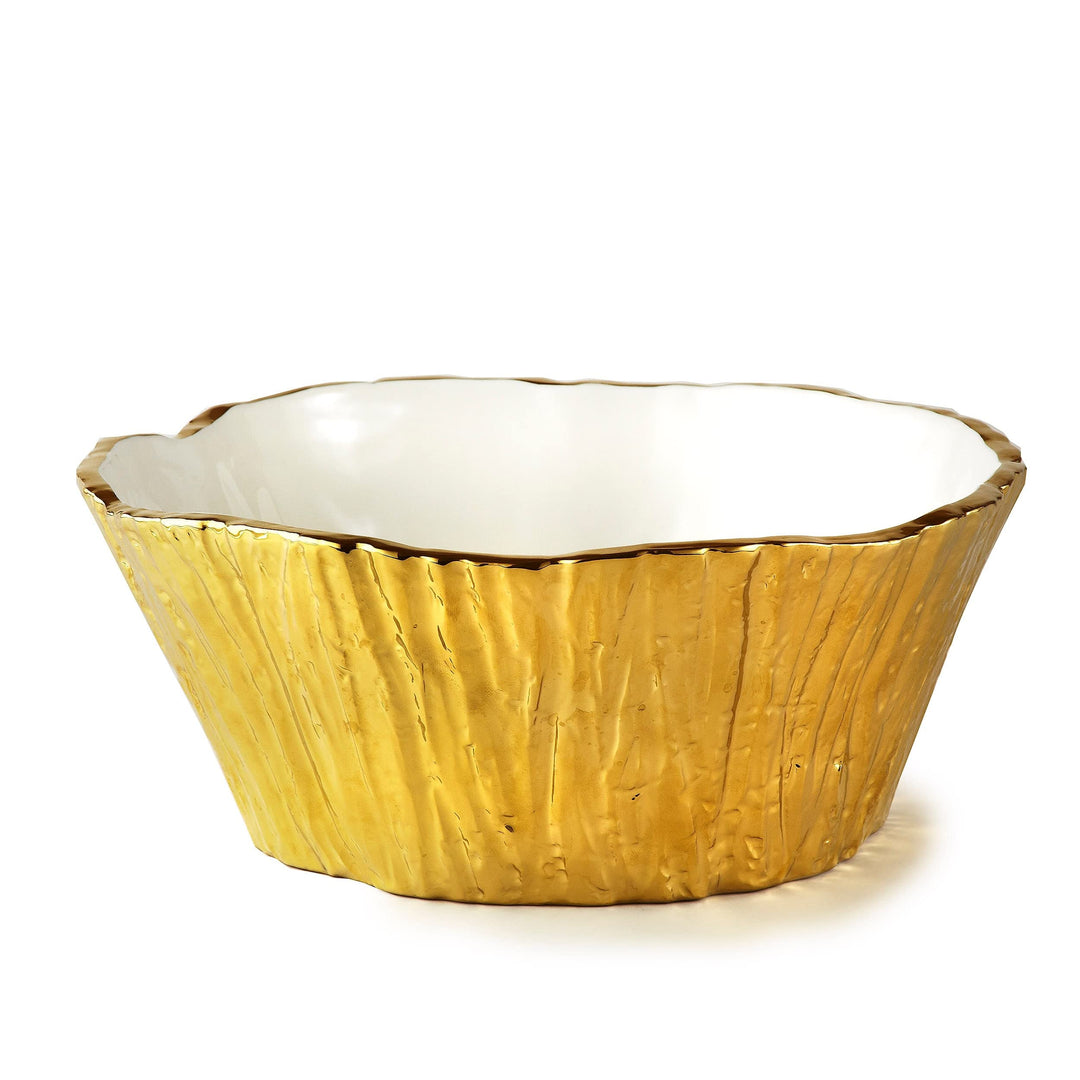 Titanium Porcelain Tree Bark Bowl 10.5" Gold