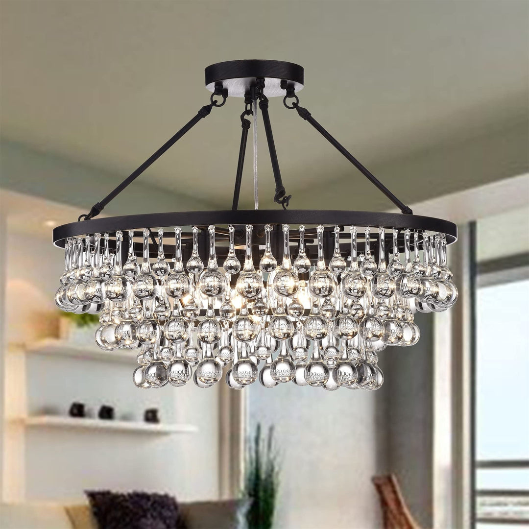 Hong Kong Best New Zhu Yuan Lighting Co. Arosa Black 9-Light Semi Flush Mount