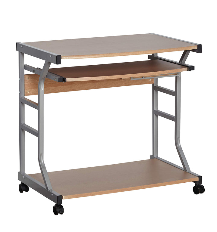 Target Marketing Systems Berkeley Mobile Desk with Pull Out Keyboard Tray and Natural/Grey