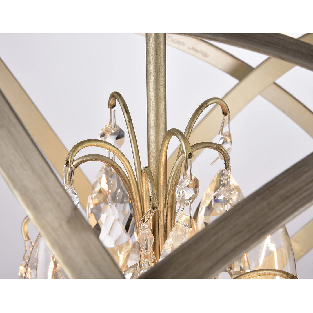 The Lighting Store Benita 4-Light Light Gold with Bronze Metal Crystal Orb