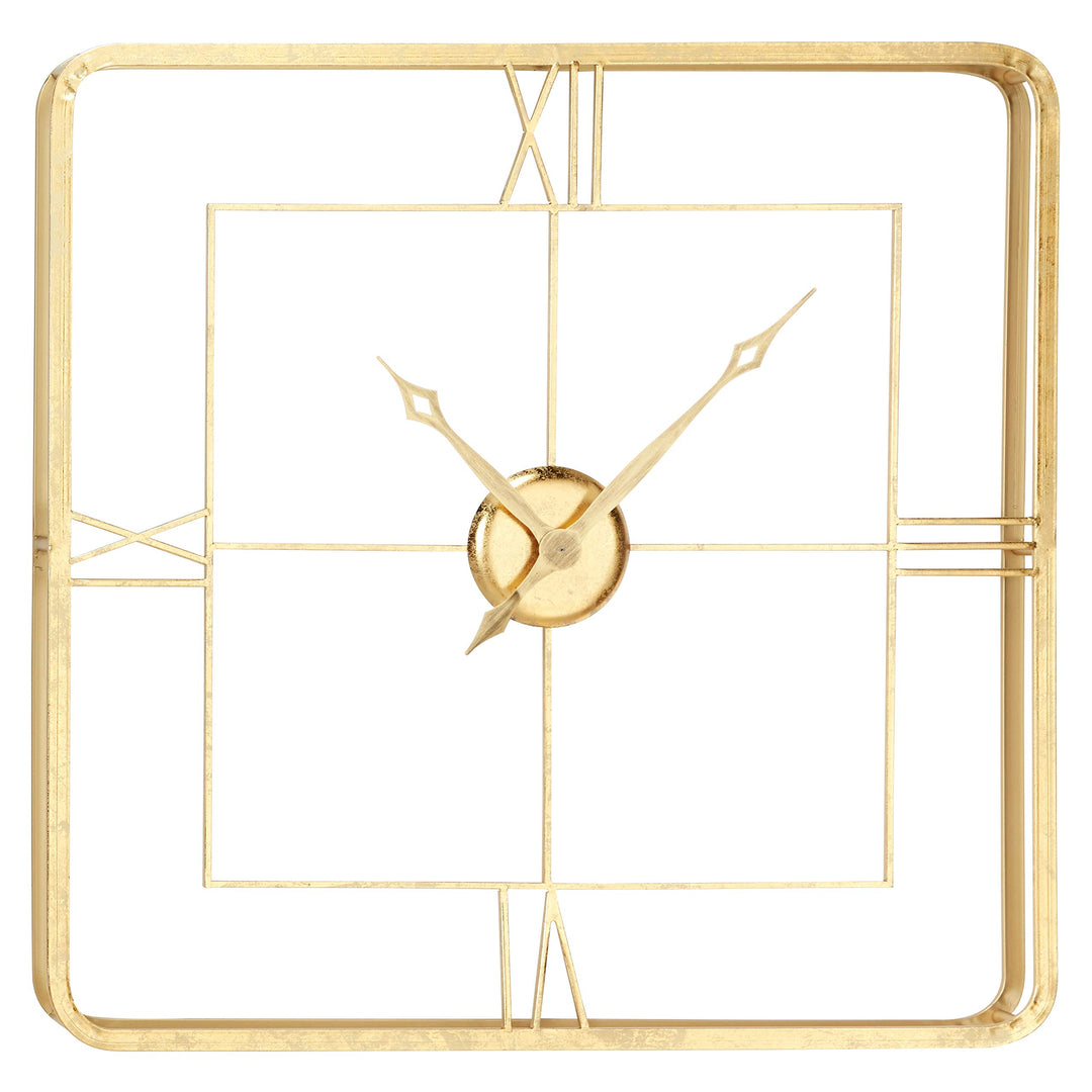 Extra Large Square Gold Wall Clock with Roman Numerals 36 X 3 Iron