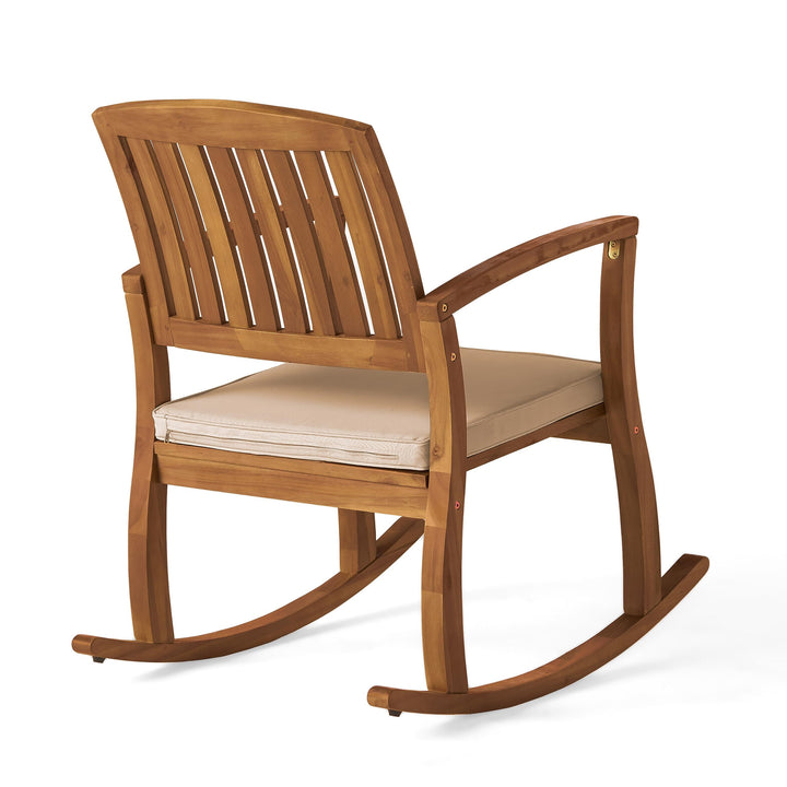 Christopher Knight Home Selma Acacia Rocking Chair with Cushion Teak Finish