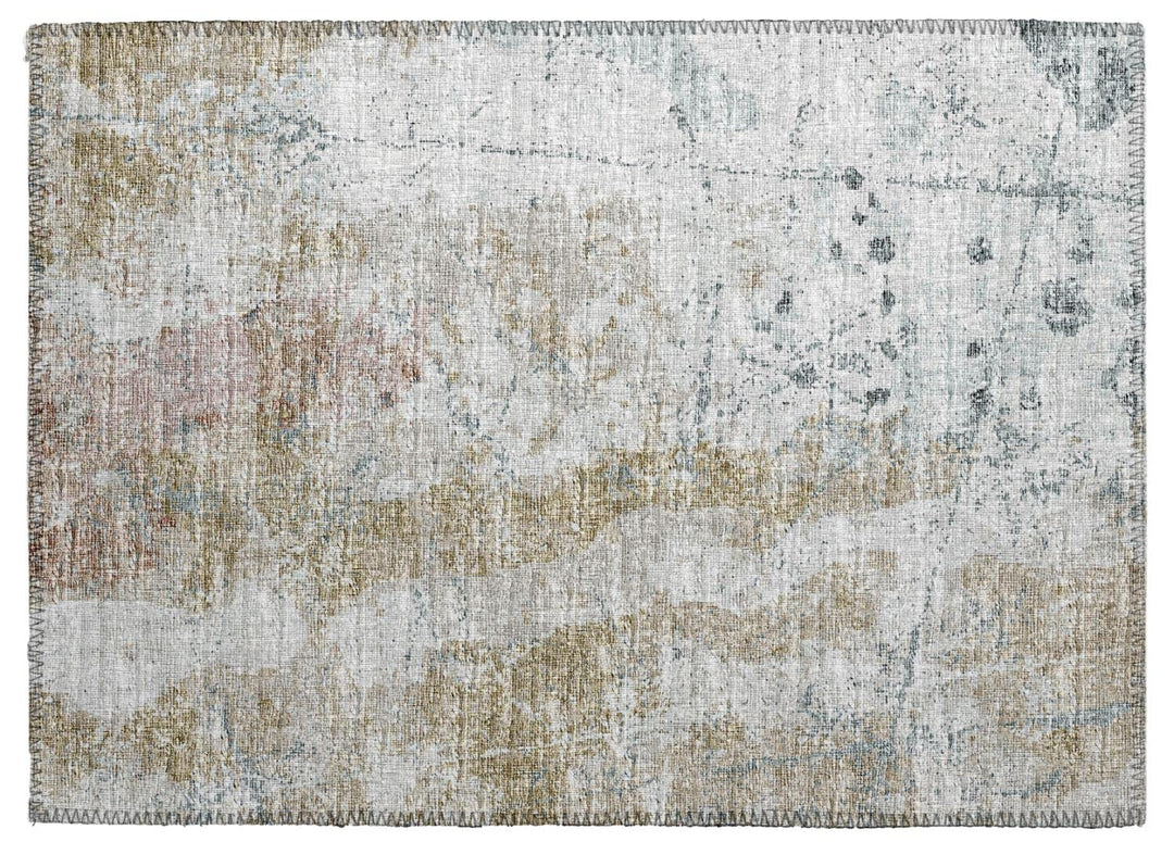 Addison Rugs Indoor/or Accord AAC33 Multi Washable 1'8" x 2'6" Indoor 1'8" x 2'6" - Seafoam and Gold