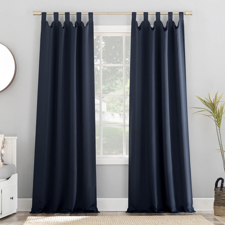 Sun Zero Easton Energy Saving Blackout Tab Top Curtain Panel 40" x 84" Navy Blue 40x84 - Navy