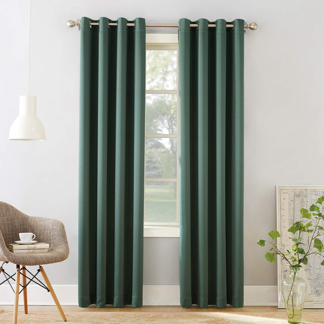 Sun Zero Barrow Energy Efficient Grommet Curtain Single Panel 54 x 63 - everglade