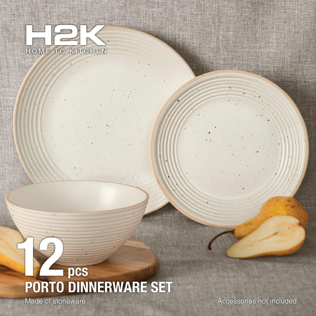 12-piece Kitchen Dinnerware Set Plates Dishes Bowls Service For 4 12"l X 16"w - Diamond Home USA