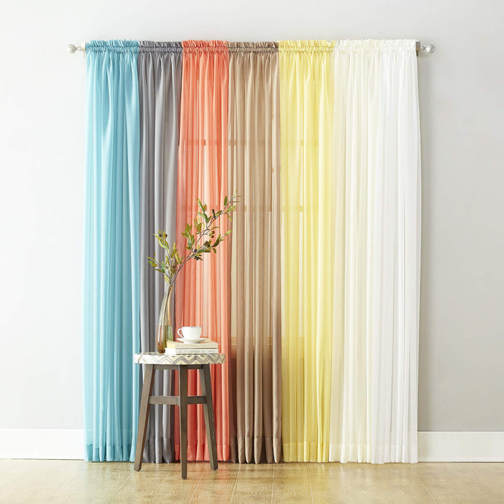 59inch 1 Piece Sheer Voile Curtain Single Panel Glam Solid Window Drape