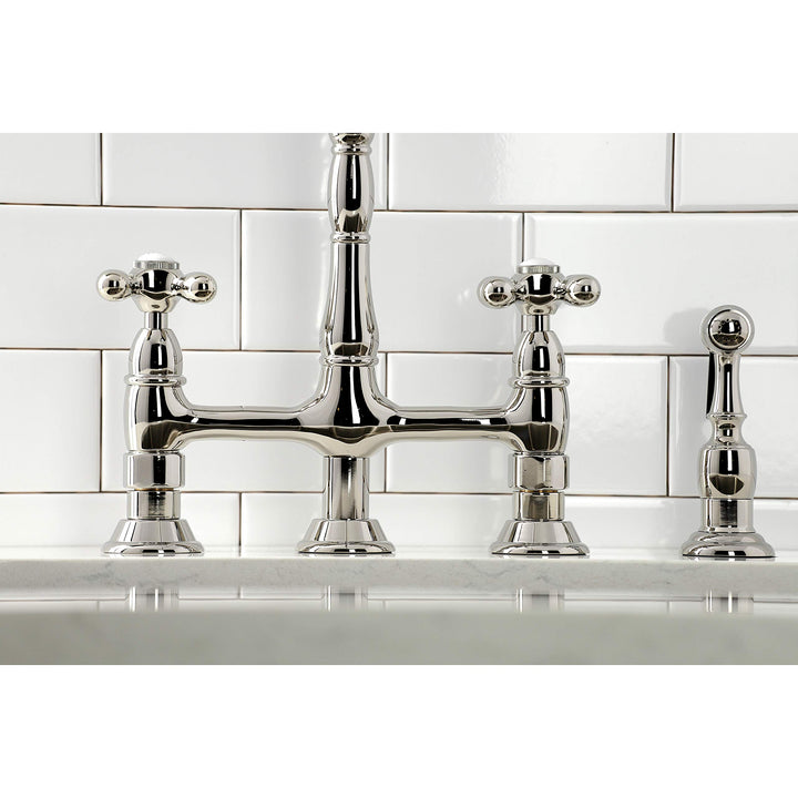 Kingston Brass Heritage 8" Center Kitchen Faucet with Side Sprayer Polished