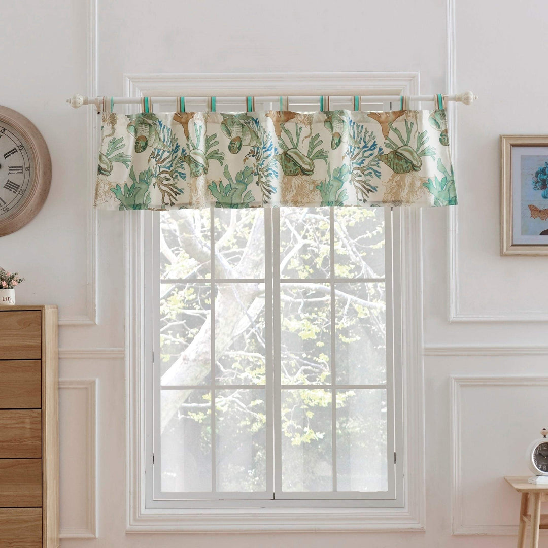 Green 84-inch Window Valance Coastal Nautical 100% Polyester Lined