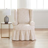 SureFit Essential Twill Ruffled Wingback hair Slipcover Wing hair over with Neutral Floral