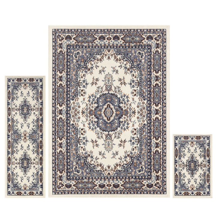 Home Dynamix Ariana Ksara Traditional Medallion 3-Piece Area Rug Set Ivory/Blue