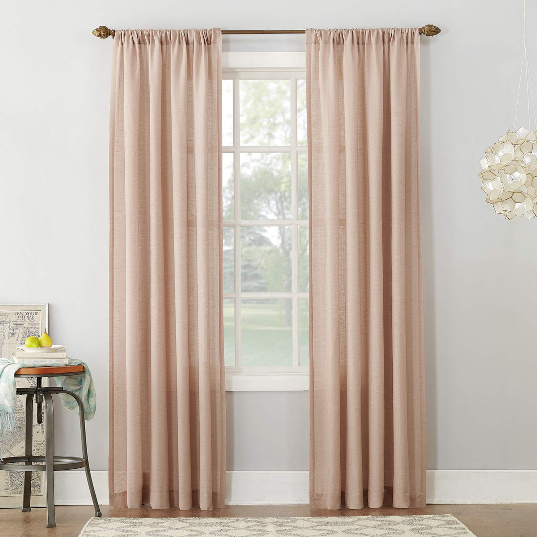 No. 918 Amalfi Linen Blend Textured Semi-Sheer Rod Pocket Curtain Panel 54" x 54X95 - Blush