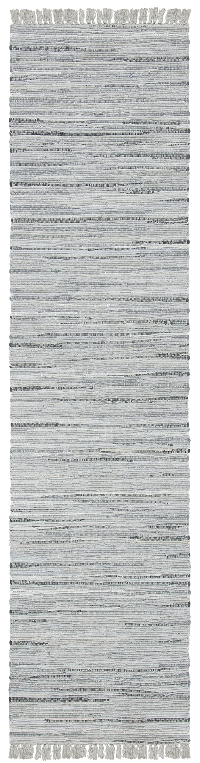 SAFAVIEH Rag Rug Collection Runner Rug - 2'3" x 8' Grey Handmade Boho Stripe