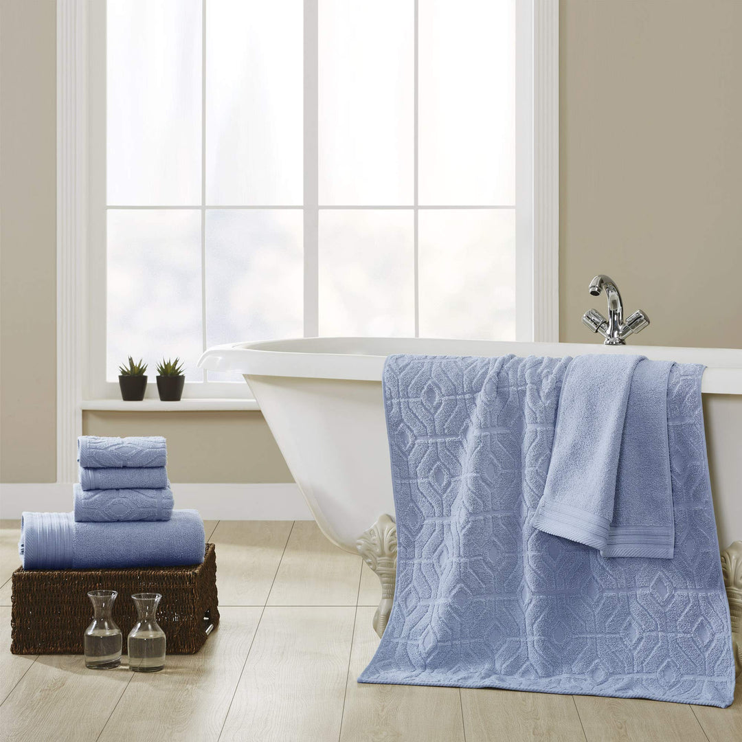 Amrapur Overseas 6-Piece Yarn Dyed Diamond Gate Jacquard Towel Set