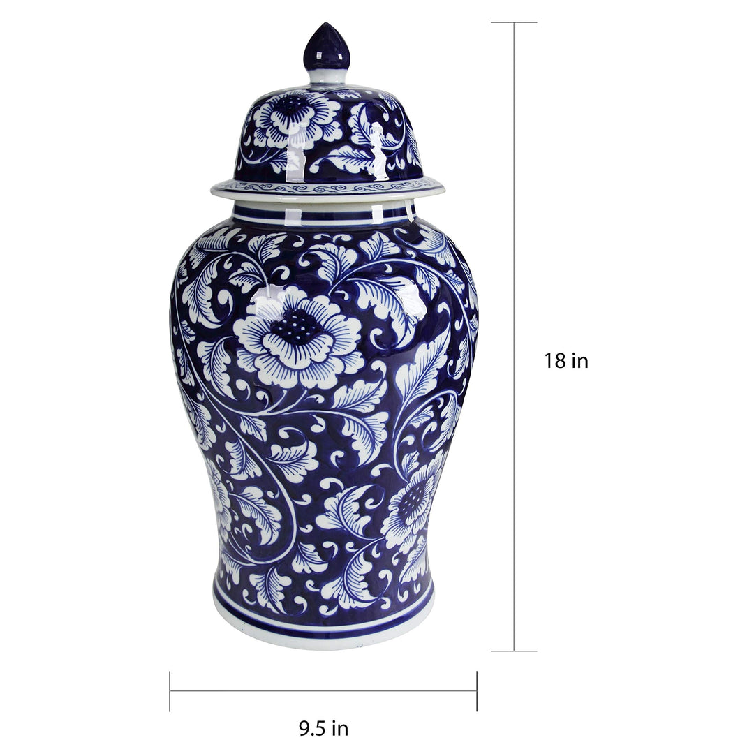 Blue And White Ginger Jar (18 In.) Gold Porcelain