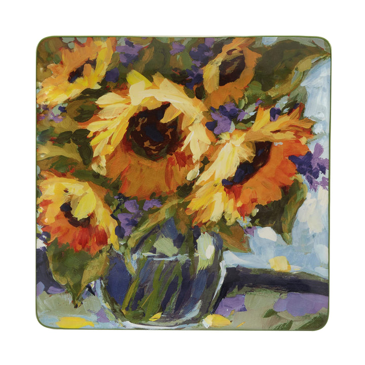 Certified International Sunflower Bouquet Square Platter 12.5"