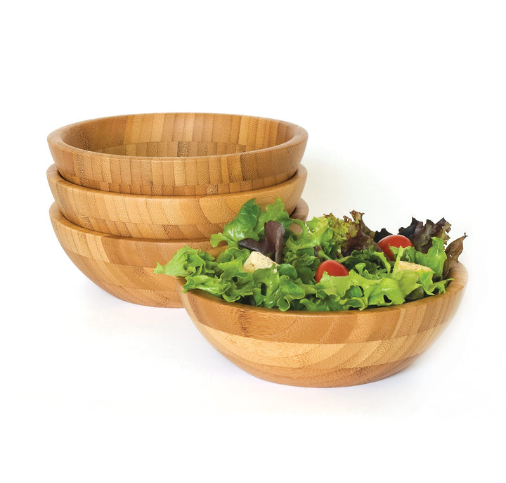 Lipper International Bamboo Wood Salad Bowls Small 7" Diameter x 2.25" Height