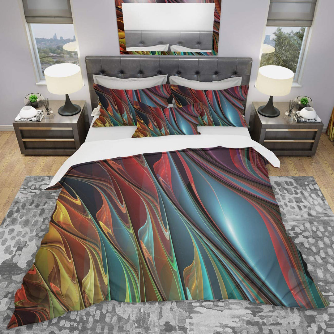 Designart Leaves of Color-Modern & Contemporary Duvet Cover Bedding Set