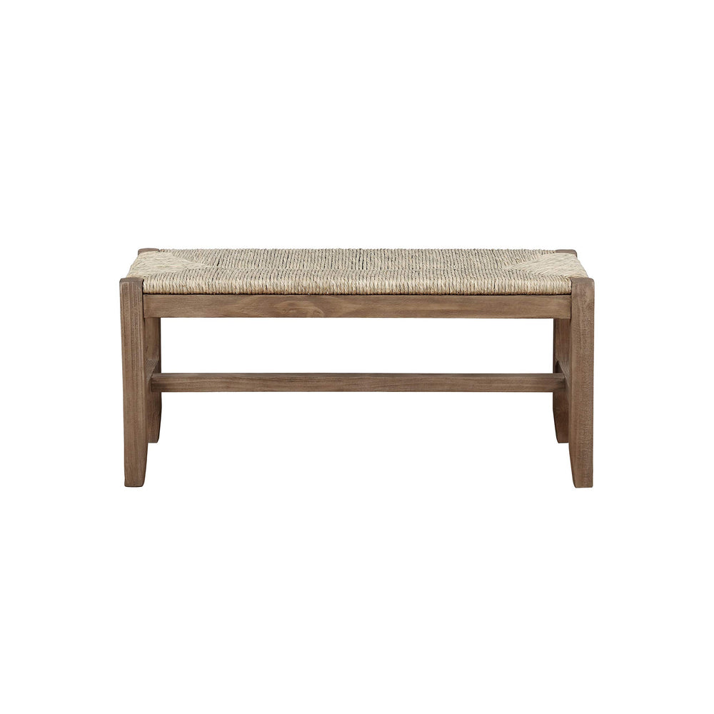 40-inch Wood Bench with Rush Seat Natural Solid Rustic Finish - Diamond Home USA