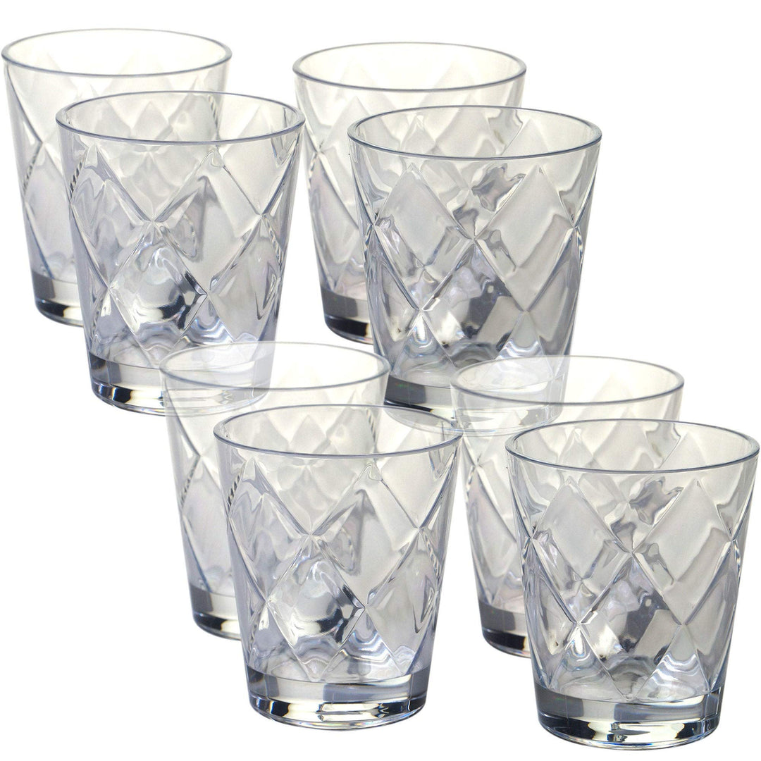 Clear Diamond Acrylic 15-ounce Double Old Fashioned Glass (Pack Of 8)