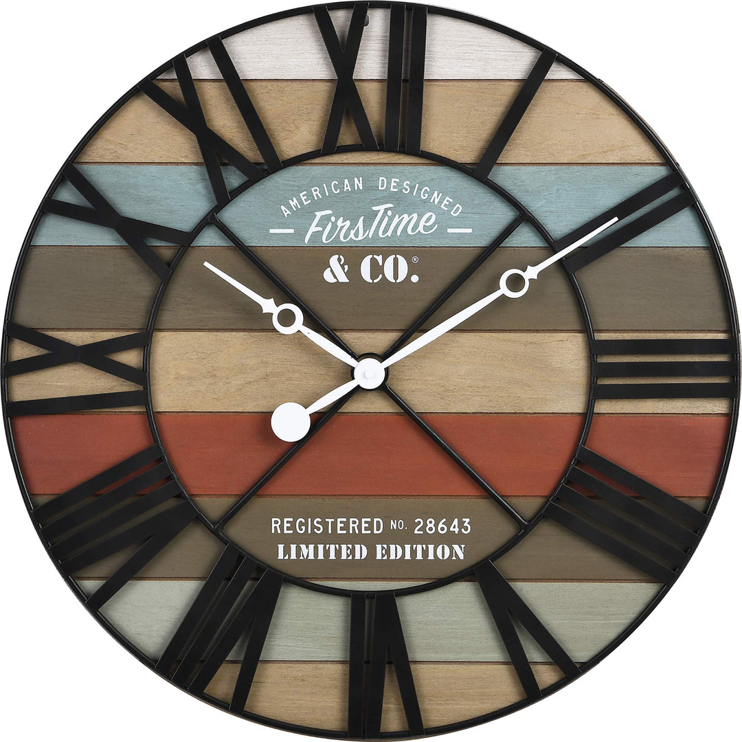 FirsTime & Co.® Colorful Maritime Farmhouse Planks Clock American Crafted