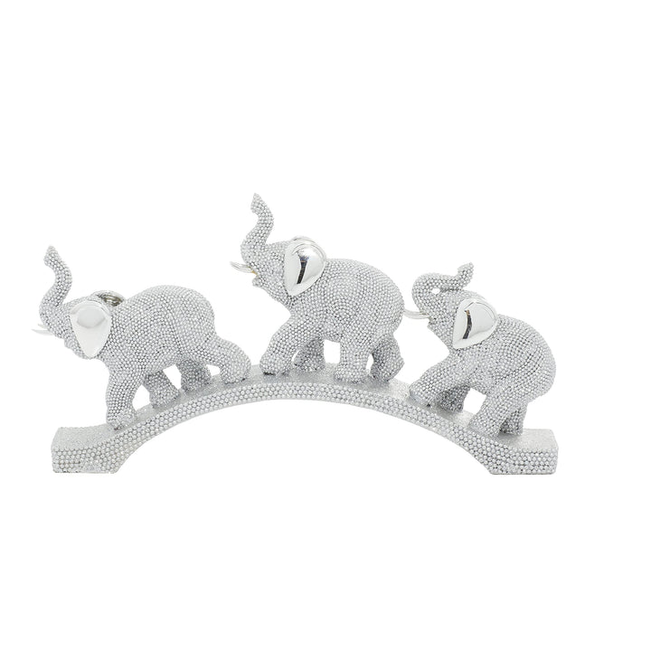 Silver Polystone Glam Sculpture Elephant 7 X 2 14 Grey Stone