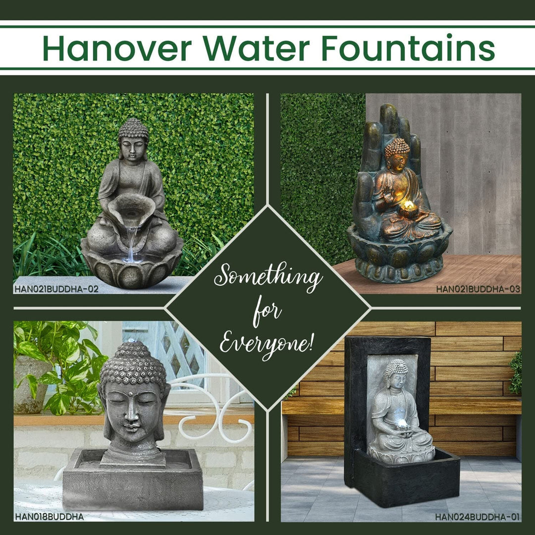 21-in. Buddha Statue Indoor Or Outdoor Garden Fountain with Led Lights for Patio - Diamond Home USA