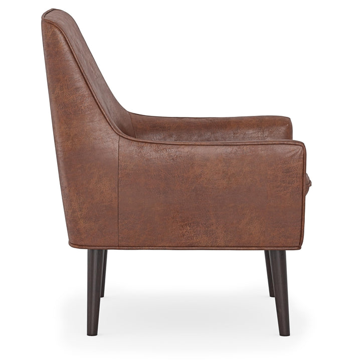 31 Inch Wide Contemporary Accent Chair in Distressed Saddle Brown Leather Modern - Diamond Home USA