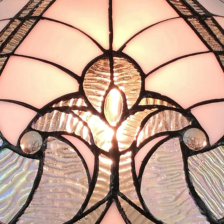 Tiffany Style Hanging Pendant Lamp 16" Wide Floral Stained Glass White Grey