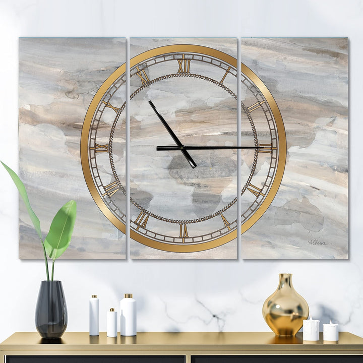 Desgn Art Desgnart 'Msty World Map' Glam 3 Panels Overszed Wall Clock - 36