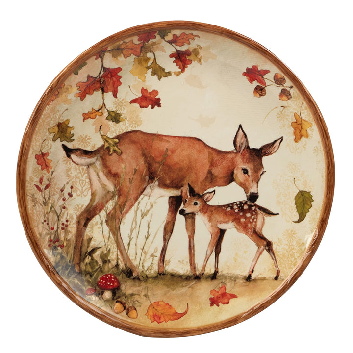 Pine Forest 10.5-inch Dinner Plates Set Of 4 Beige Brown Multi Color Animal