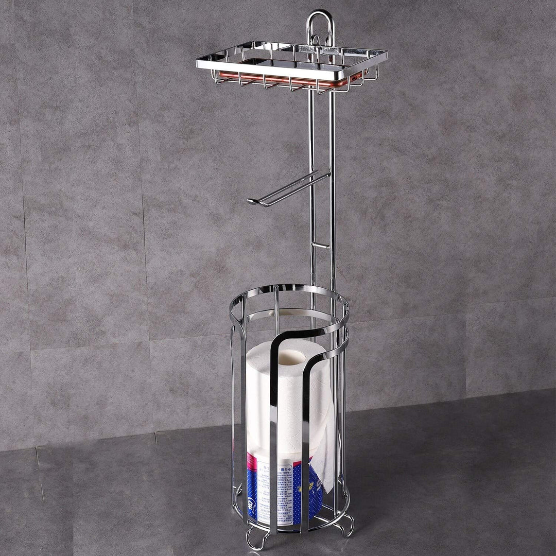 Toilet Paper Holder with Phone Shelf - Modern Contemporary Metal