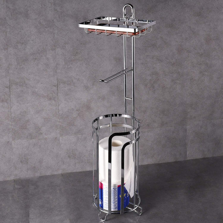 Toilet Paper Holder with Phone Shelf - Modern Contemporary Metal