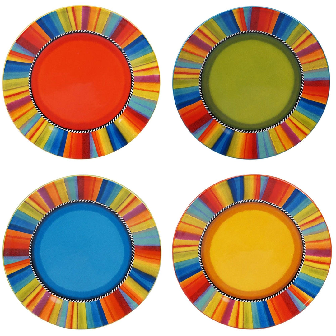 16-piece Dinnerware Set (Service For 4) Multi Color Red White Stripe Casual - Diamond Home USA