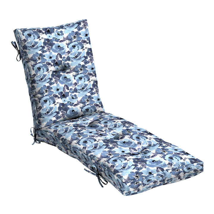 Arden Selections Outdoor Plush Modern Tufted Chaise Cushion 76 x 22 Water Blue Garden Floral