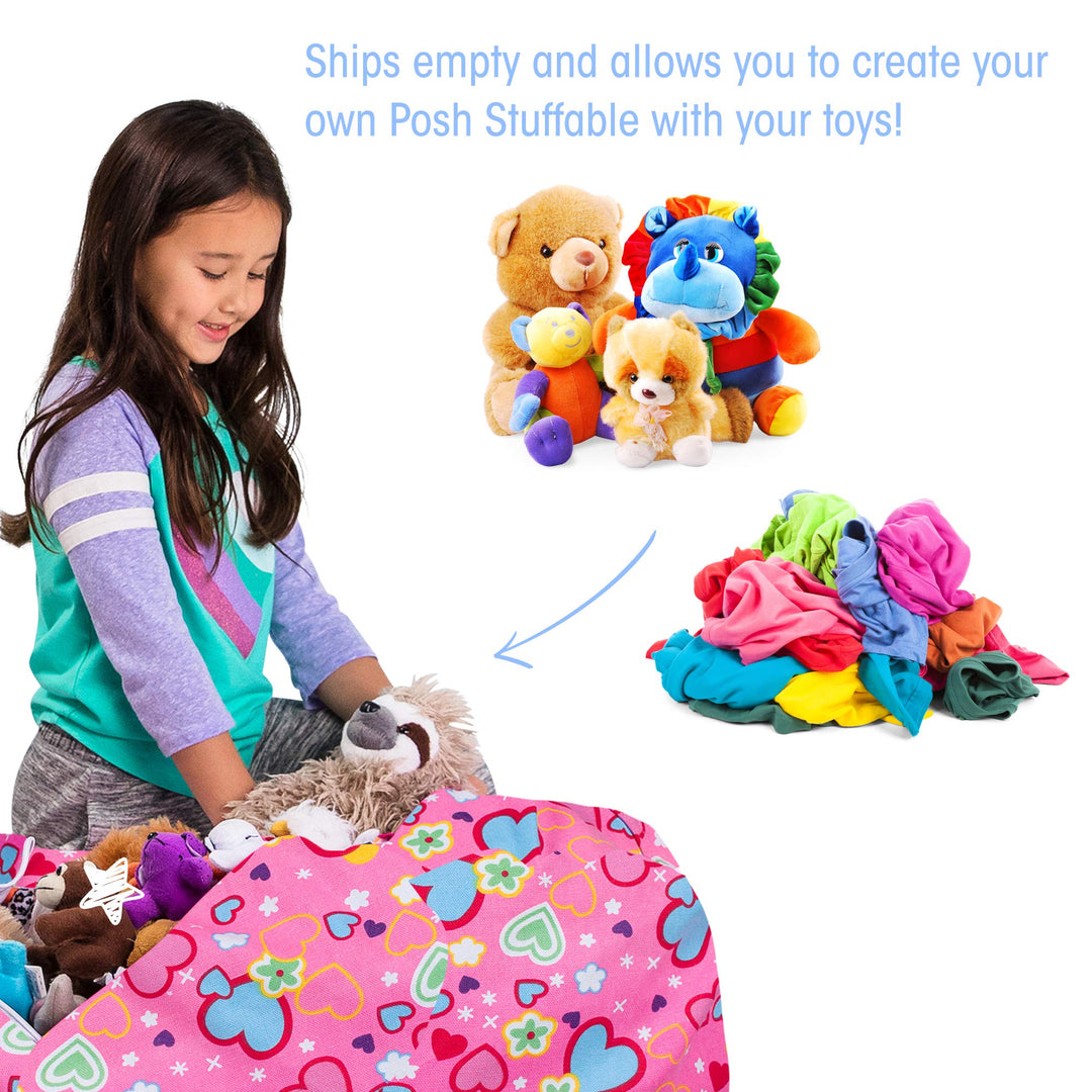 Posh Creations Stuffable Kids Stuffed Animal Storage Bean Bag Chair Cover