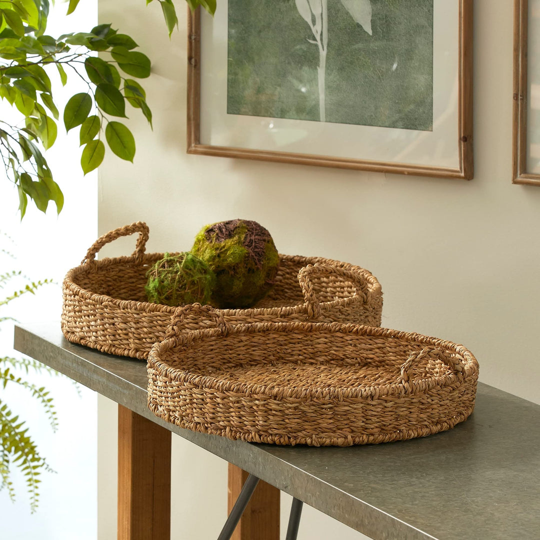 Seagrass Round Trays Set of 2 Beige