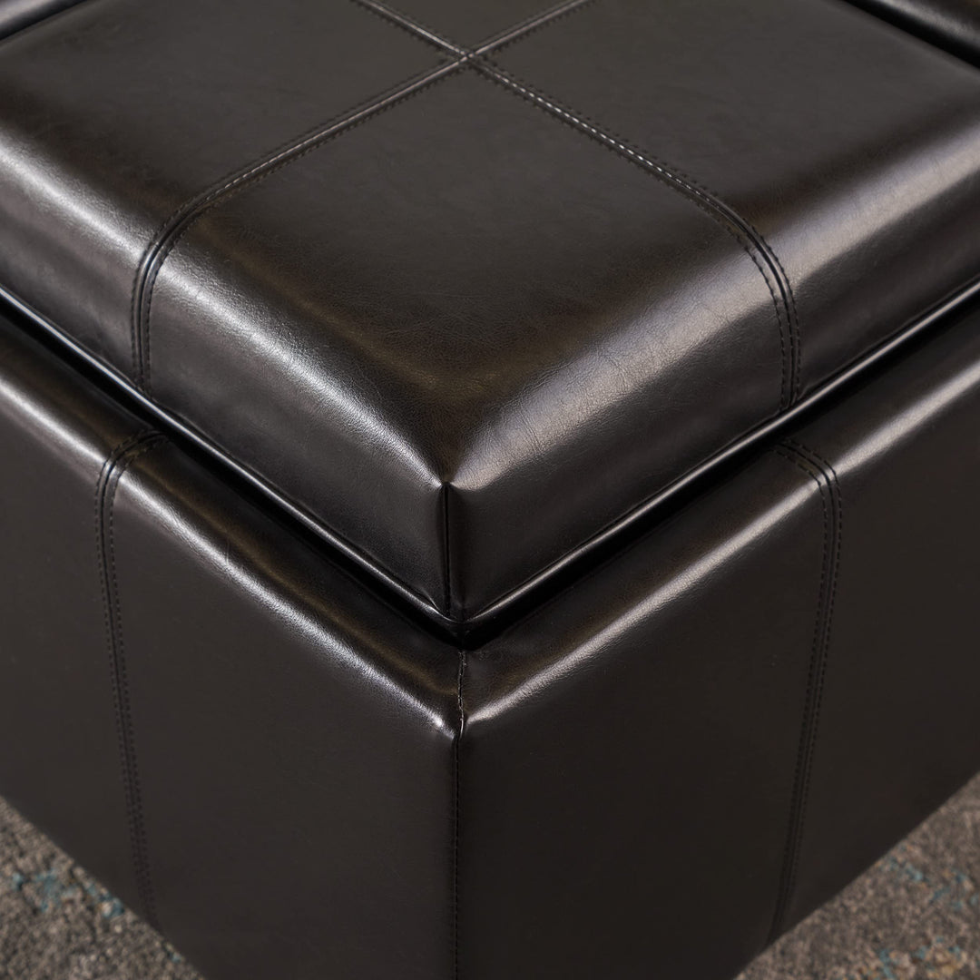 Christopher Knight Home Maxwell Bonded Leather Double Tray Ottoman Brown 38 x