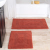 2 Piece Brick Red Shag Bath Mat Set Plush Reversible Bath Rug Vanity Solid Color