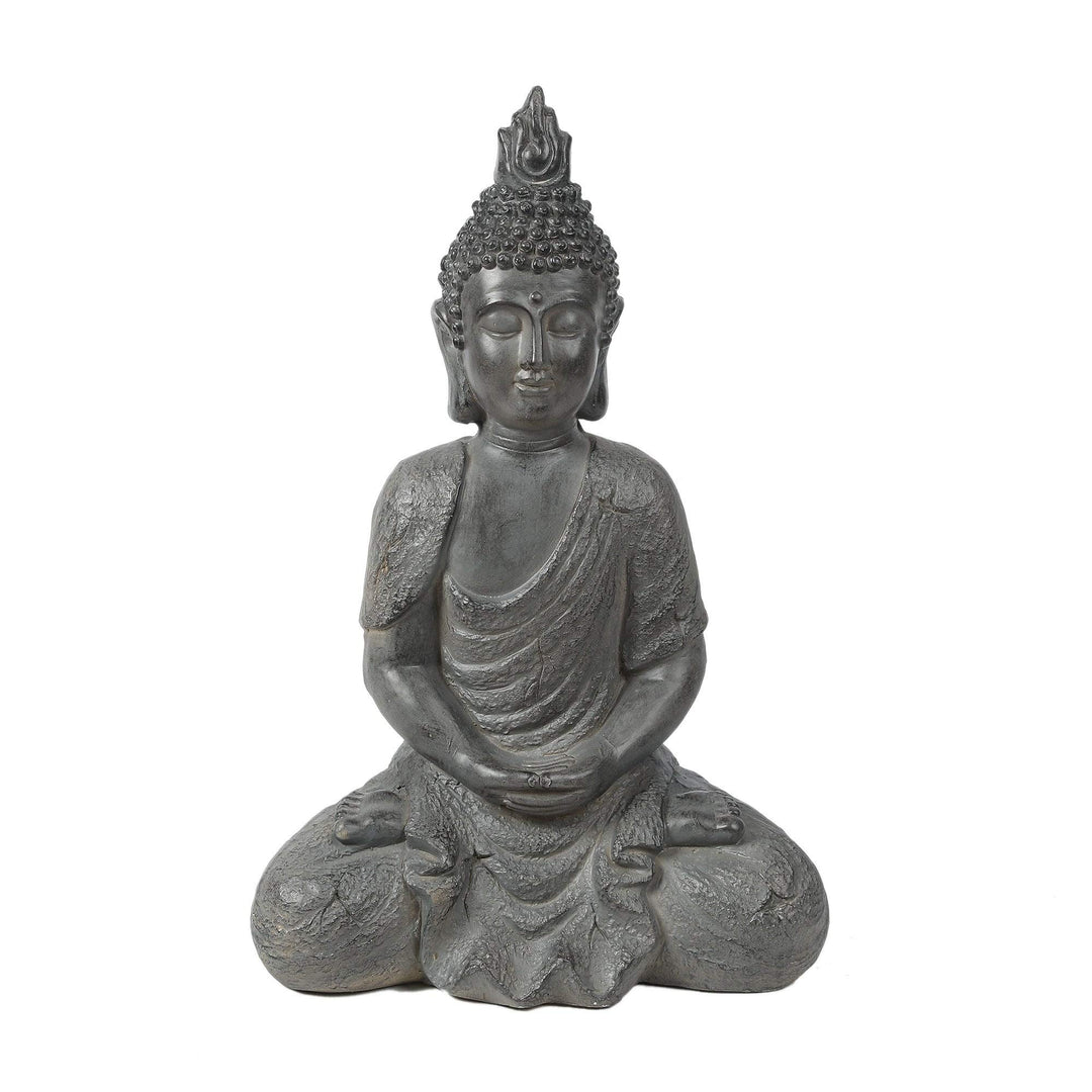 Gray Mgo 21.7in. H Meditating Buddha Garden Statue Grey Oriental Magnesium Oxide