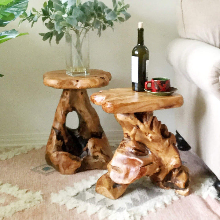 Cedar Roots Natural Flower Stand Reclaimed Woods End Table Finish Wood