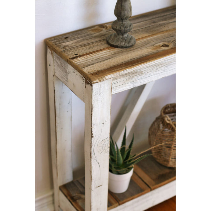 White Combo A-Frame Console Farmhouse Rectangular Reclaimed Wood Natural