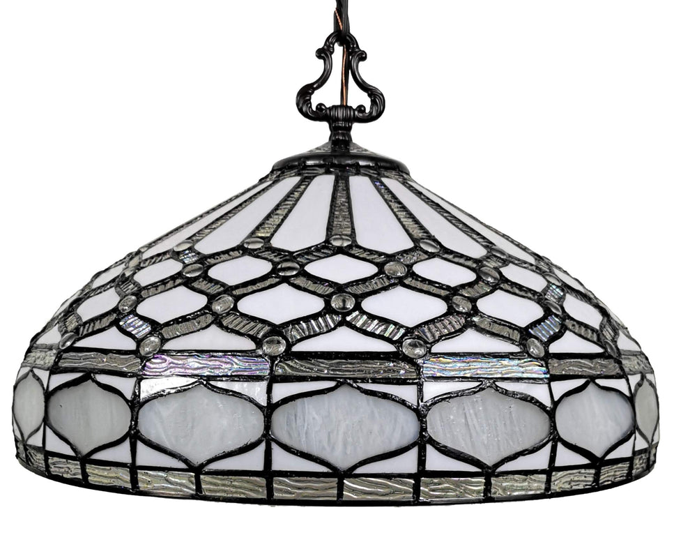 Amora Tiffany Style Hanging Pendant Lamp 18" Wide Stained Glass White Mahogany - Diamond Home USA