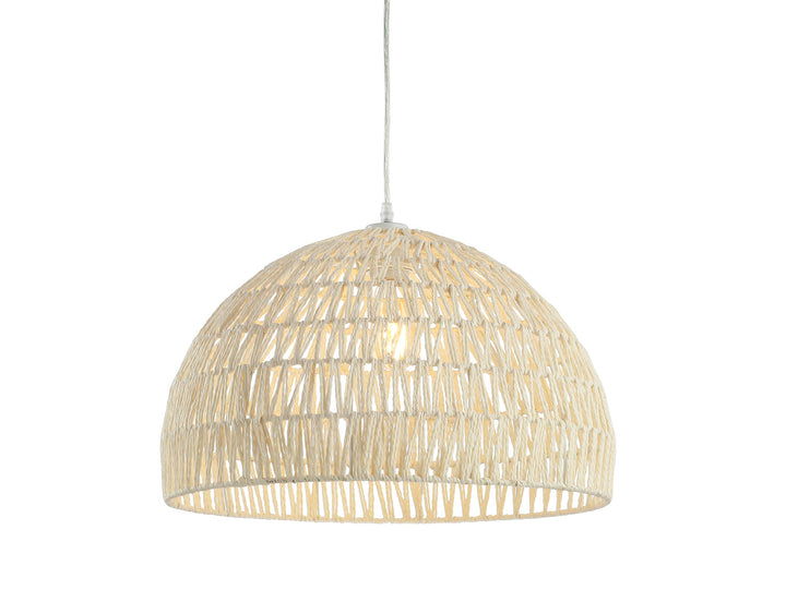 JONATHAN Y JYL6504A Campana 20" 1-Light Bohemian Modern Woven Rattan/Iron LED Cream