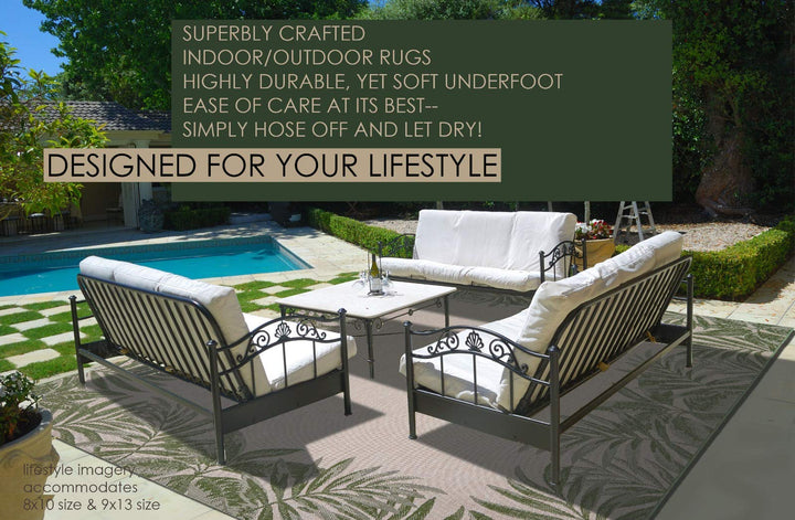 Gertmenian Indoor Outdoor Classic Flatweave Area Rug Stain & UV Resistant Carpet 6'6" x 9'6"