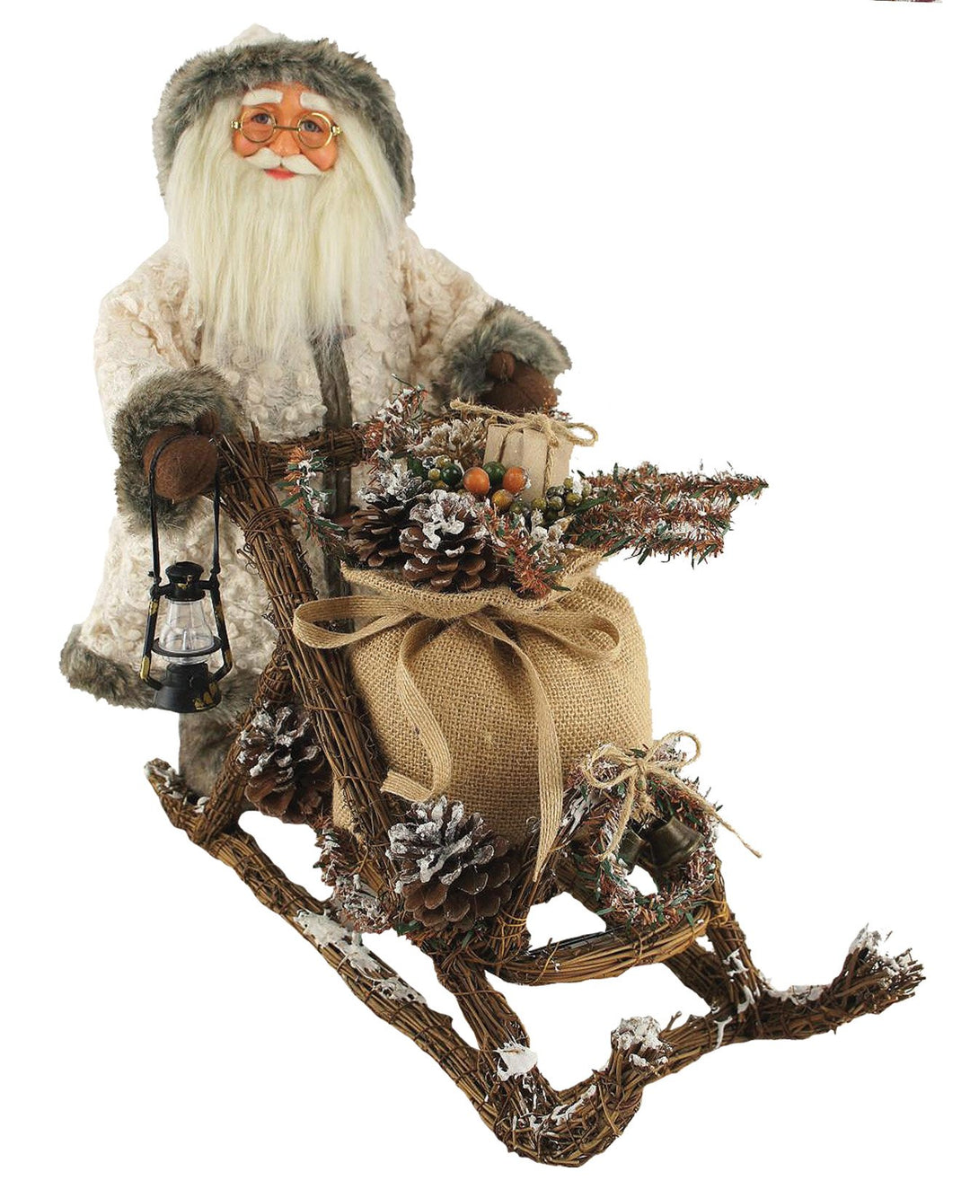 Santa's Workshop 7661 Woodsman On Mushing Sled Figurine 18" Multi