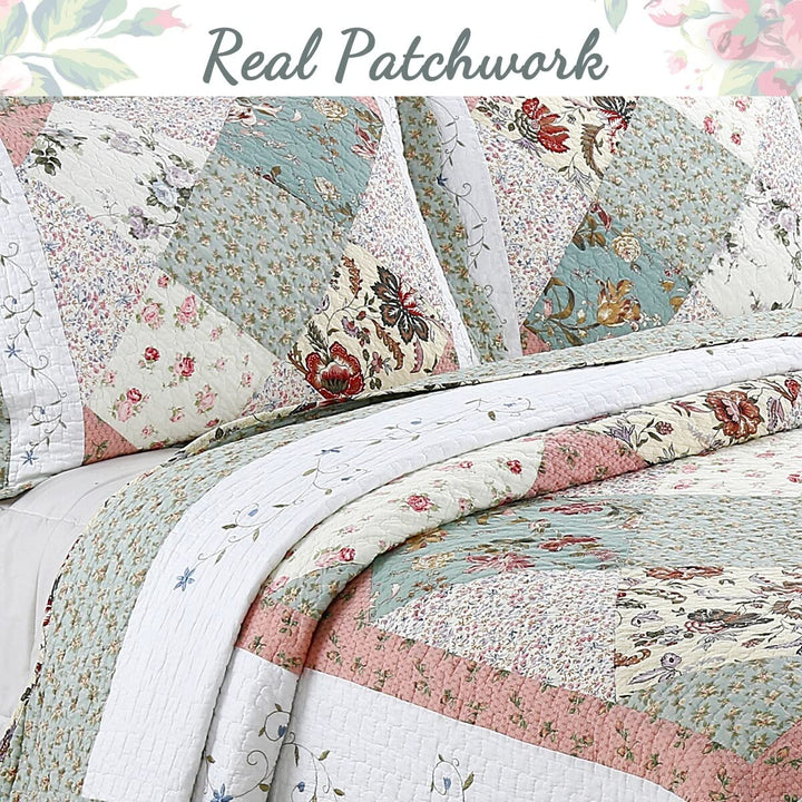 BEST BEDDING INC Celia Patchwork 3-Piece Cotton Quilt Set Twin